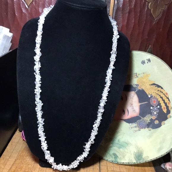 Semiprecious Stone Quartz Crystal Polished Nugget Necklace 31”L Strand EVC - Picture 1 of 5